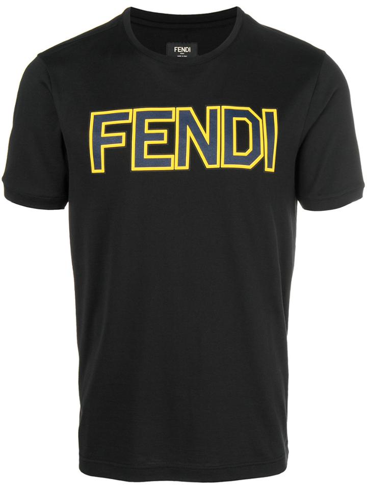 Fendi Logo Printed T-shirt - Black