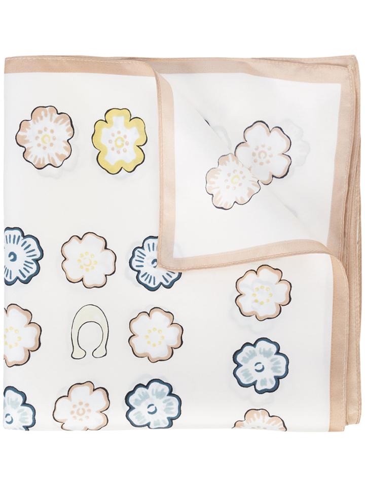 Coach Tea Rose Print Scarf - Nude & Neutrals