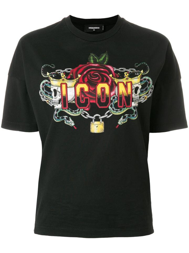 Dsquared2 Icon Skull Print T-shirt - Black
