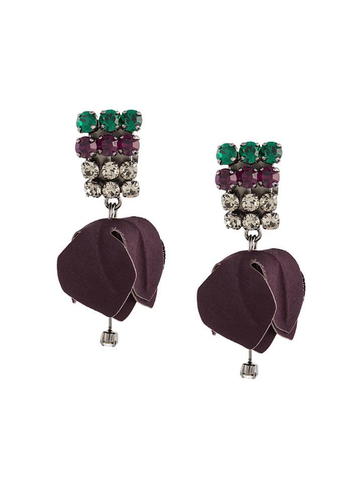 Marni Small Floral Earrings - Brown