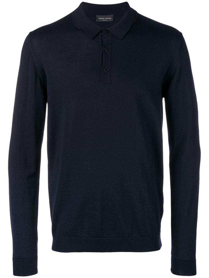Roberto Collina Long-sleeved Polo Shirt - Blue