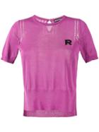 Rochas - Knitted Lace T-shirt - Women - Cotton - 44, Women's, Pink/purple, Cotton