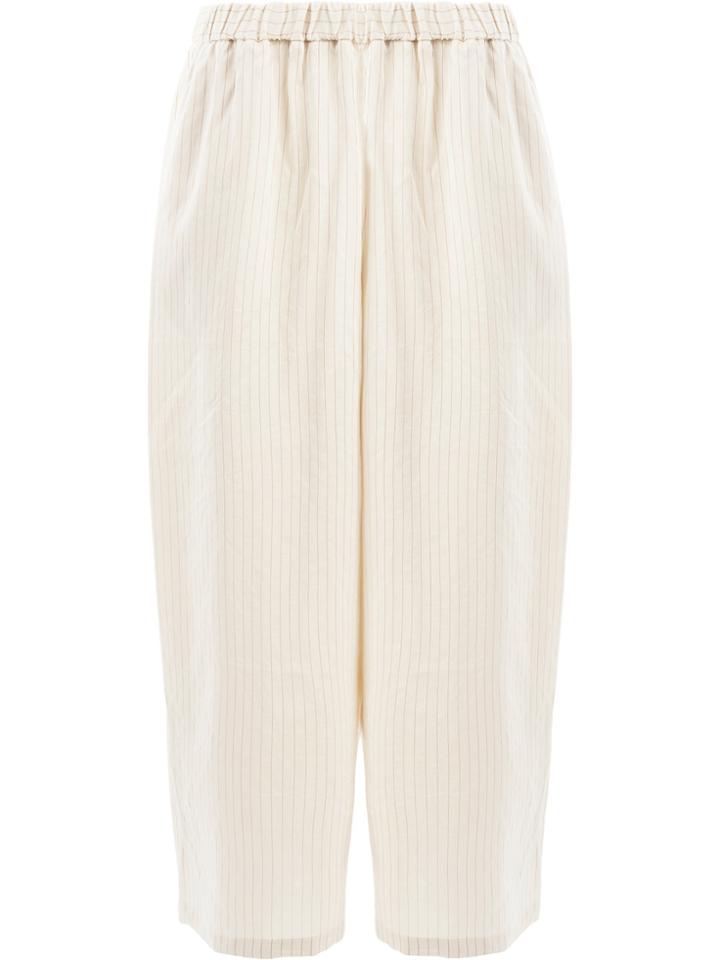 Miaoran Striped Cropped Trousers - Nude & Neutrals