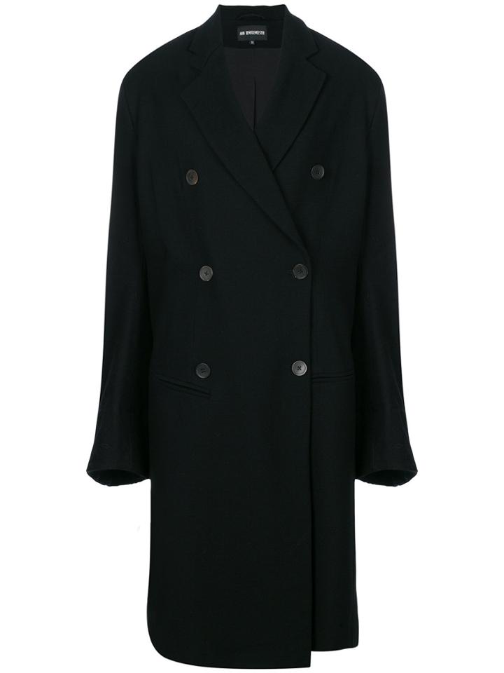 Ann Demeulemeester Double Breasted Coat - Black