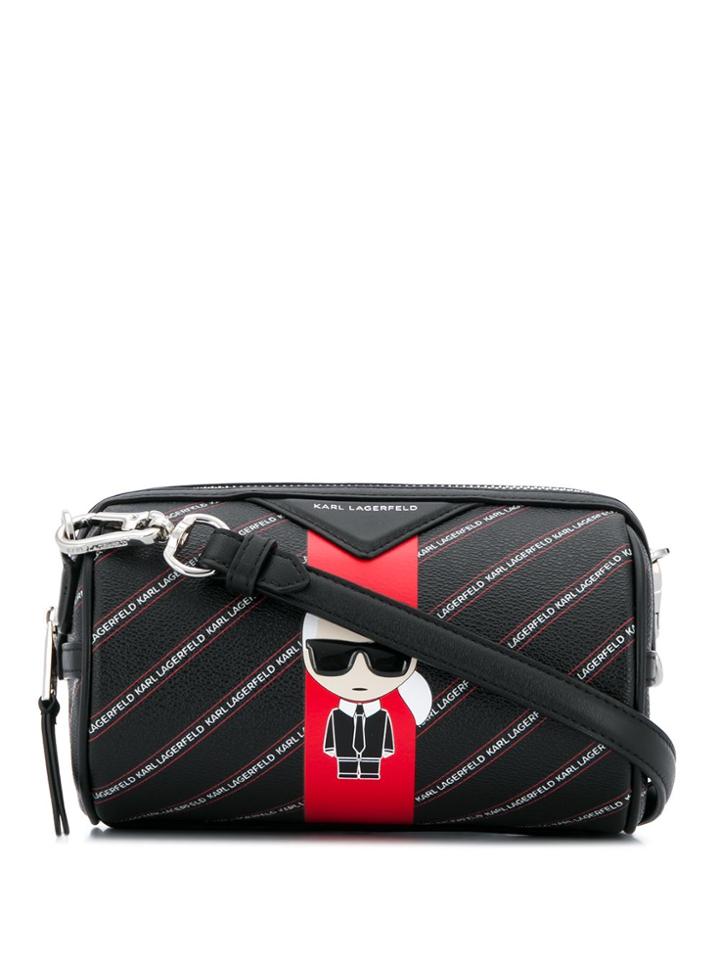 Karl Lagerfeld K/stripe Ikonik Barrel Bag - Black