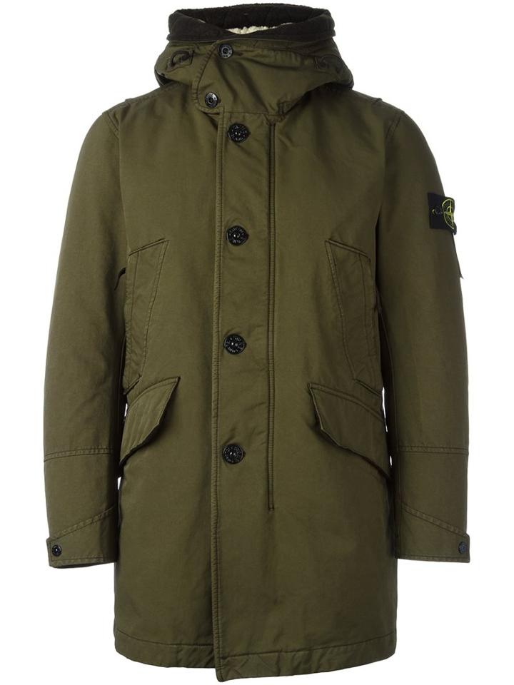 Stone Island Padded Coat, Men's, Size: Large, Green, Polyester/polyamide/feather Down