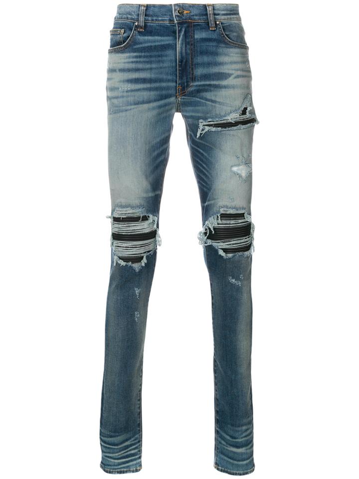 Amiri Mx1 Leather Patch Jeans - Blue