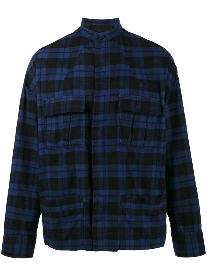 Haider Ackermann Blue Tartan Turner Military Overshirt - Black