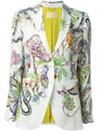 Etro Floral Print Blazer, Women's, Size: 44, White, Silk/acetate