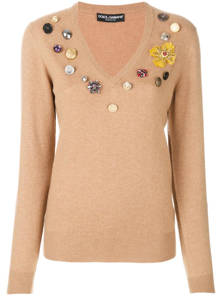 Dolce & Gabbana Flower Patch Jumper - Brown