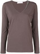 Fabiana Filippi Long-sleeve Fitted Sweater - Brown
