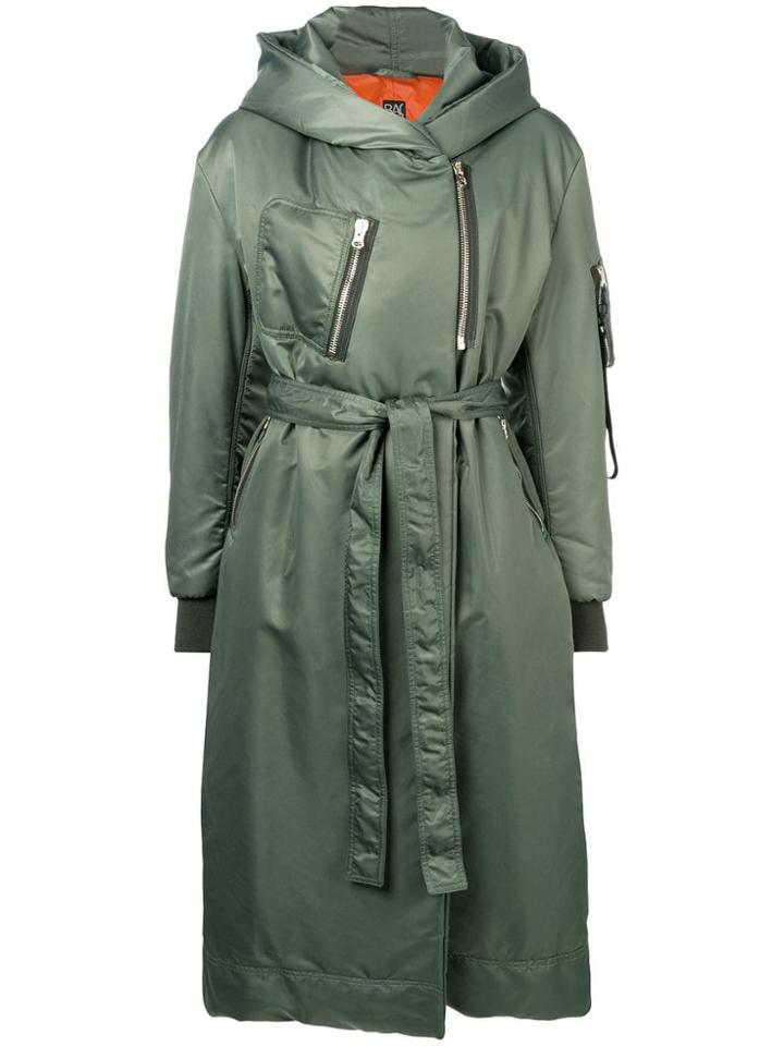 Bacon Hooded Belted Rain Coat - Green