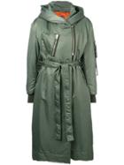 Bacon Hooded Belted Rain Coat - Green