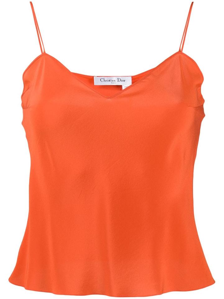Christian Dior Pre-owned 2000s Silk V-neck Cropped Camisole - Orange