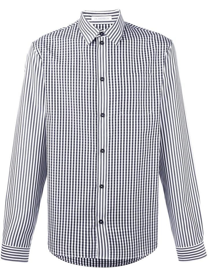 J.w.anderson Plaid Shirt, Men's, Size: 46, Black, Cotton