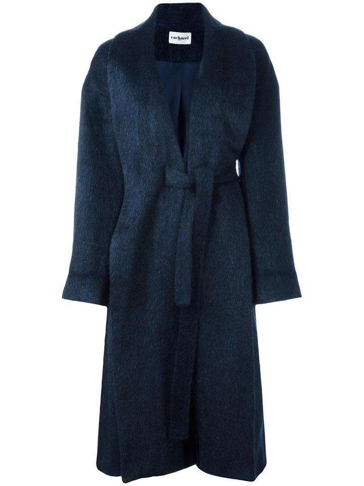 Cacharel Belted Coat, Women's, Size: 38, Blue, Polyamide/mohair/wool