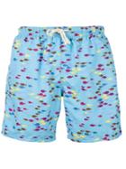 Drumohr - Fish Print Swim Shorts - Men - Polyester - L, Blue, Polyester