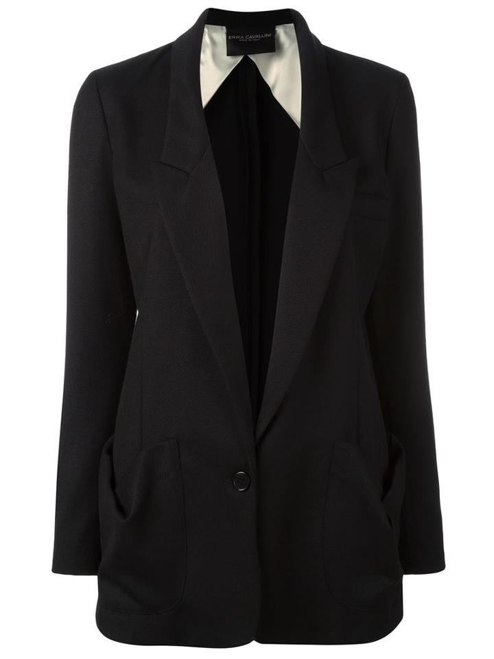 Erika Cavallini Loose-fit Blazer, Women's, Size: 42, Black, Viscose/virgin Wool
