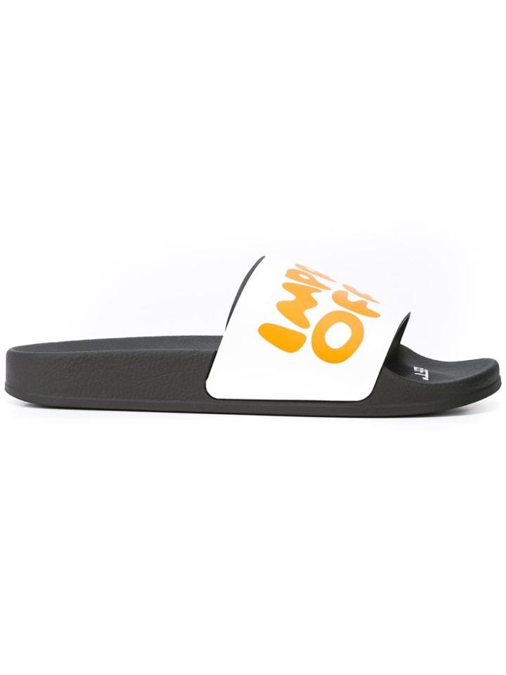 Off-white Logo Print Pool Slides - Black
