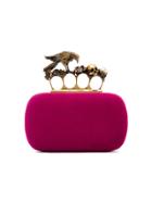 Alexander Mcqueen Pink Suede Sue Box Embellished Clutch - Pink &