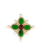 Chanel Vintage Multi Stone Embellished Brooch - Green