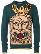 Dolce & Gabbana - Intarsia Knit Lion King Jumper - Men - Virgin Wool - 44, Green, Virgin Wool