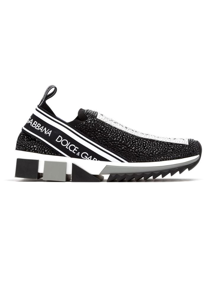 Dolce & Gabbana Embellished Logo Sneakers - Black