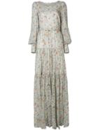 Black Coral Floral Print Maxi Dress - Blue