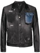 Frankie Morello Panelled Denim Jacket - Black