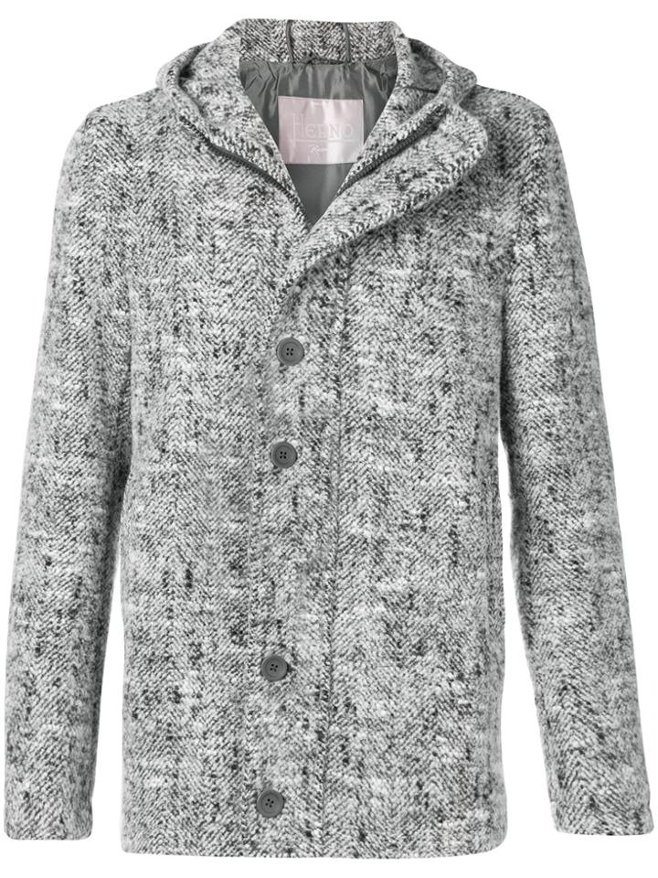 Herno Single Breasted Hooded Coat - Brown