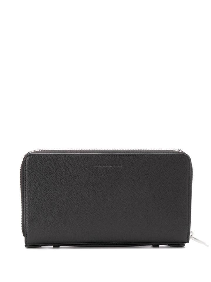 Karl Lagerfeld Double Zip Top Handle Wallet - Black