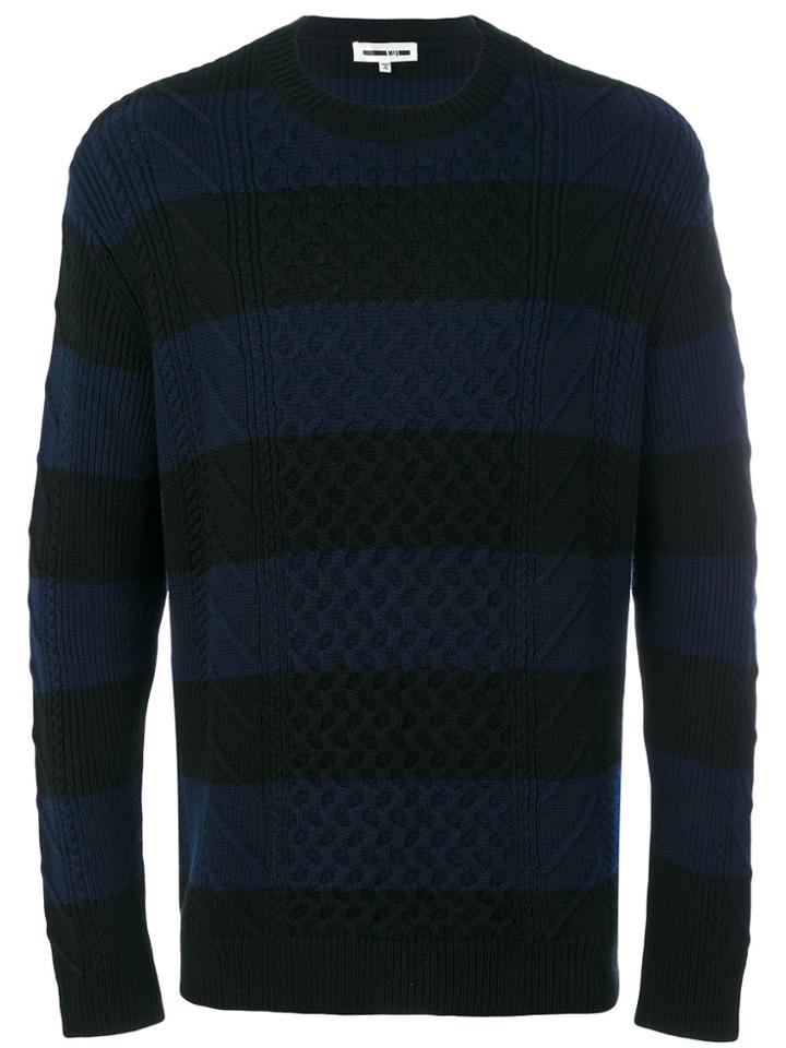 Mcq Alexander Mcqueen Striped Cable Jumper - Blue