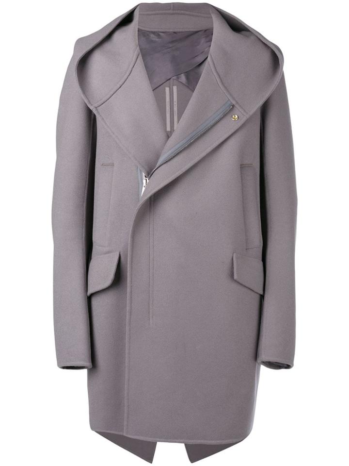 Rick Owens Hooded Slab Coat - Grey