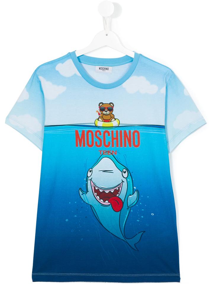 Moschino Kids Shark Print T-shirt, Boy's, Size: 14 Yrs, Blue