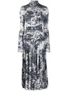 Victoria Victoria Beckham Forest Print Pleated Dress - White