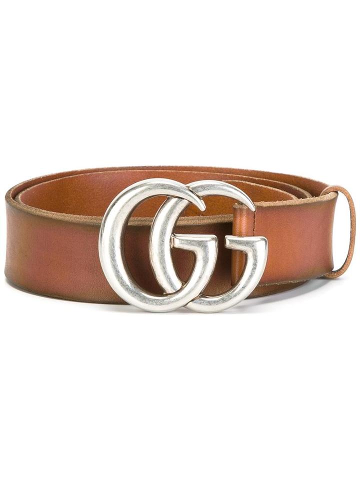 Gucci Interlocking Gg Buckle Belt, Men's, Size: 95, Brown, Calf Leather/metal (other)