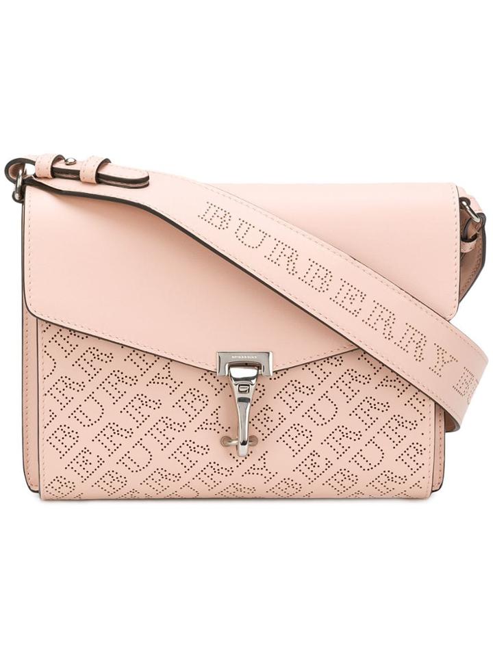 Burberry Small Perforated Logo Leather Crossbody Bag - Pink & Purple