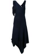 Victoria Beckham - Asymmetric Draped Dress - Women - Cotton/viscose/polyimide - 10, Blue, Cotton/viscose/polyimide