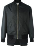Casely-hayford Double Effect Inset Bomber Jacket, Men's, Size: 40, Black, Polyester/cotton