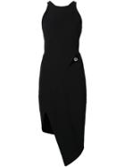 Mugler Asymmetric Fitted Dress, Women's, Size: 40, Black, Polyester/viscose/acetate/spandex/elastane