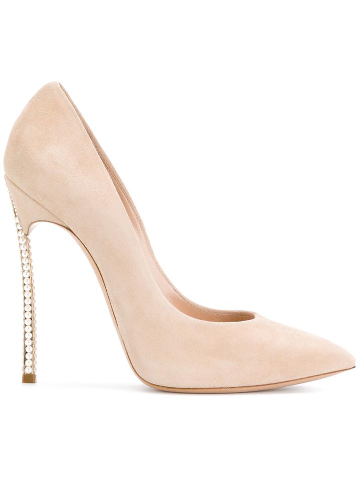Casadei Pearl-embellished Blade Pumps - Nude & Neutrals