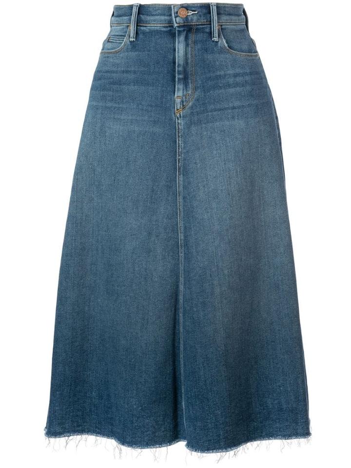 Mother High Waisted Denim Skirt - Blue
