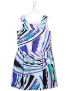 Emilio Pucci Junior Sleeveless Geometric Panelled Dress - Purple