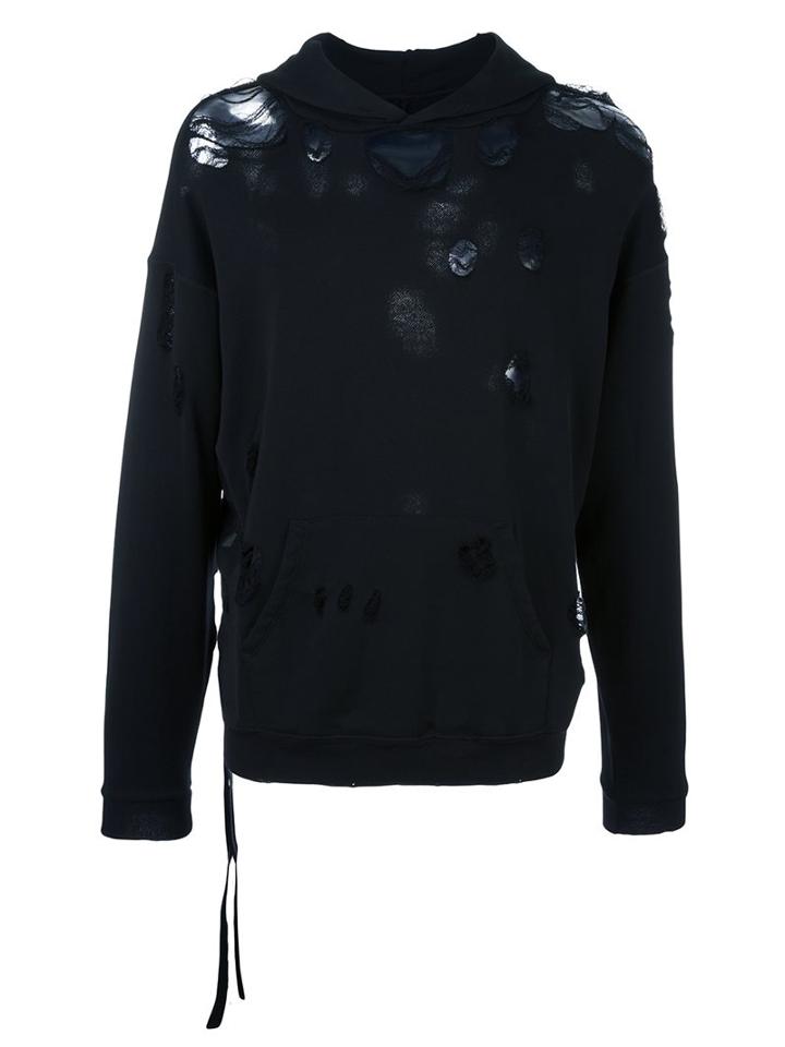 Unravel Distressed Hoodie, Men's, Size: Large, Black, Cotton