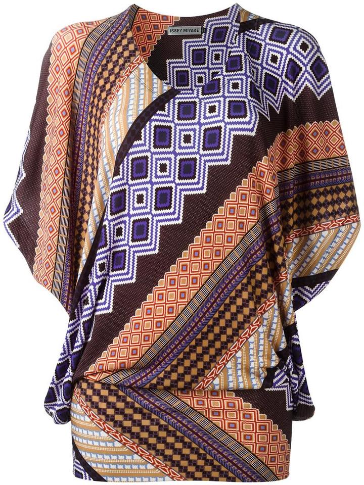 Issey Miyake Geometric Print Blouse, Women's, Size: 2, Triacetate/polyester/polyurethane