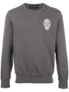 Alexander Mcqueen Skull Embroidered Sweatshirt, Men's, Size: Medium, Grey, Cotton