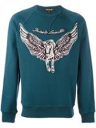 Roberto Cavalli Embroidered Pegasus Applique Sweatshirt, Men's, Size: Xl, Blue, Cotton