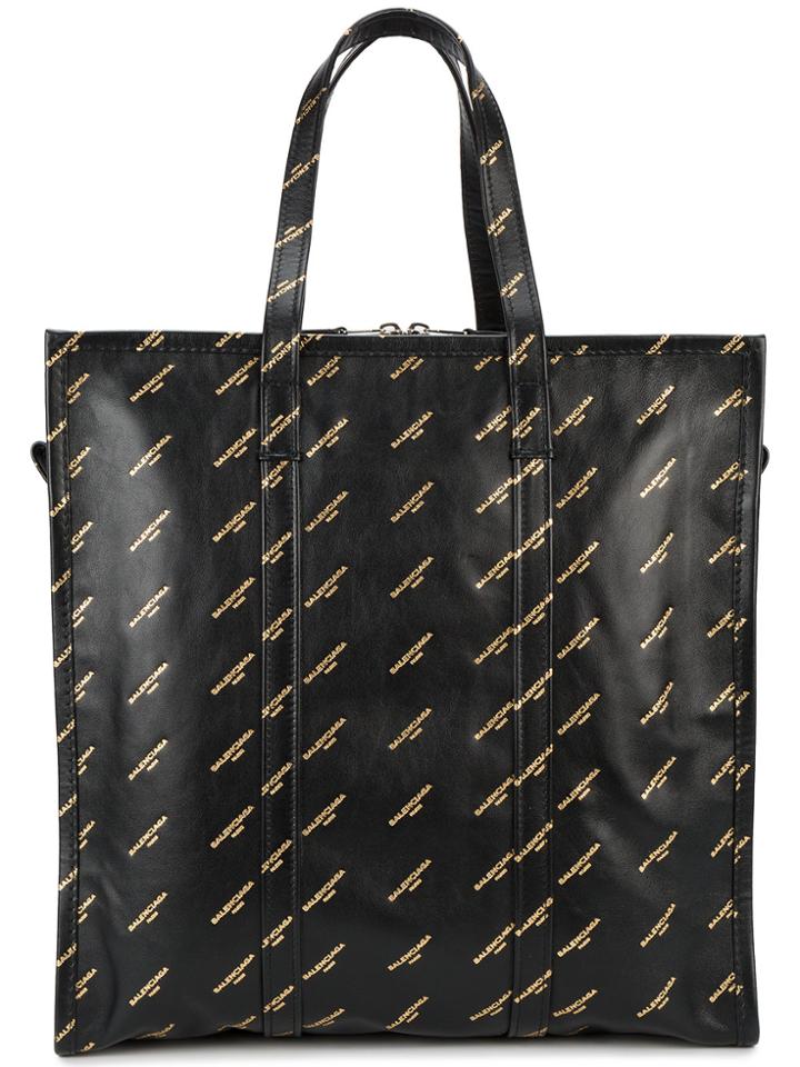 Balenciaga Black Gold Logo Bazar Shopper M