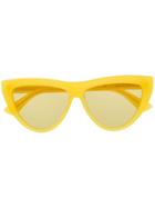 Bottega Veneta Eyewear Bv1018s Cat-eye Frame Sunglasses - Yellow