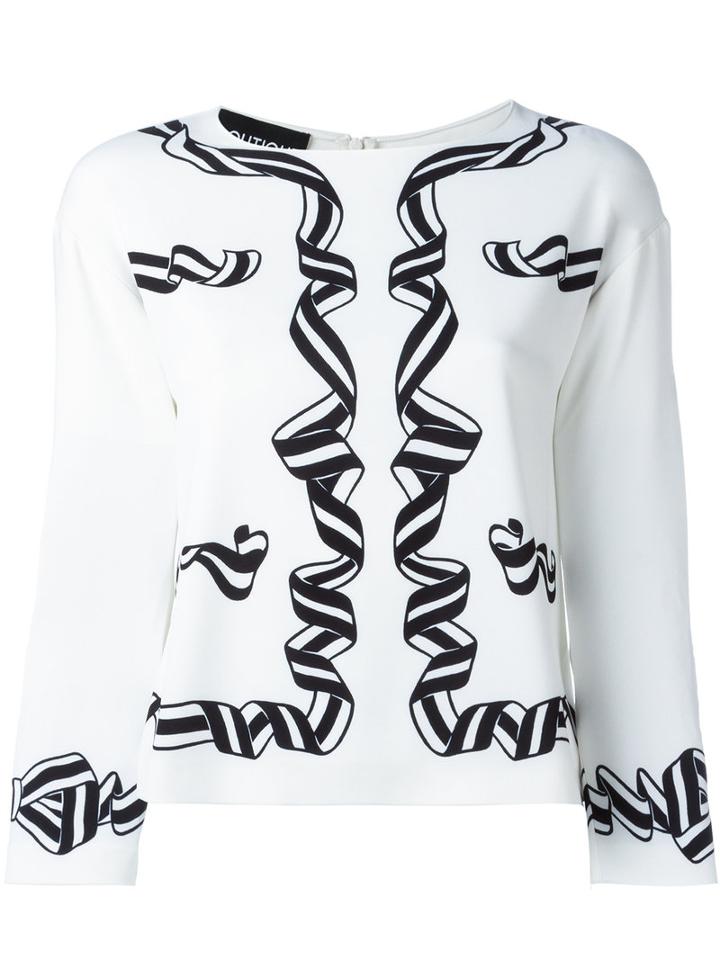 Boutique Moschino Printed Blouse, Women's, Size: 38, White, Polyester/other Fibers